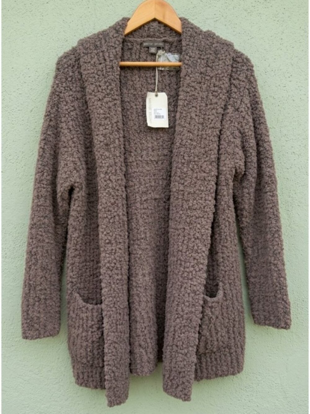 Barefoot Dreams New Sz S M Boucle Knit Cardigan Sweater Hood Pockets Soft Thick